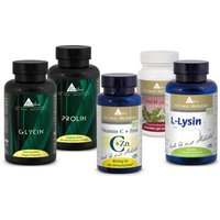 Biotikon Kollagenbildung Bundle Vegan Glycin Prolin Lysin Vit CZink Eisen 540 vegane Kapseln Dr med Michalzik