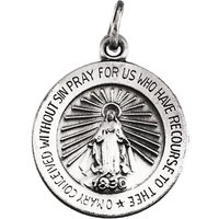 Black Bow Jewelry Get 10% Off 12mm Sterling Silver Round Miraculous Medal Charm or Pendant