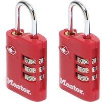 Master Lock TSA 3-Digit Combination Zinc 30mm Padlock x 2 4686EURT