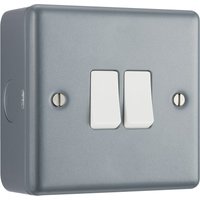 Masterplug Metal Clad 2-Gang 2-Way Light Switch MC542-01