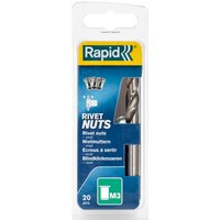 Rapid Steel Rivet Nuts M3 (Pack 20 + Free Drill Bit) 5000670