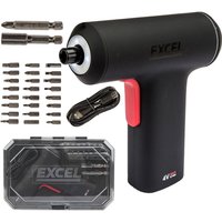 Excel Cordless Electric Screwdriver with 24 Piece 25mm Bits In Plastic Box