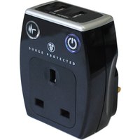 Masterplug Surge Adaptor With 2 USB Sockets SRGAUAC15PB-MP