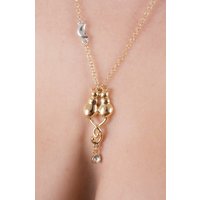 Kittens in Love - Gold Necklace with Entwined Kittens Pendant