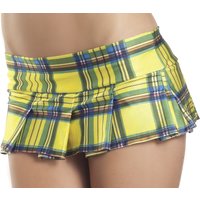 Yellow Plaid Pleated Mini Skirt - Medium/ Large