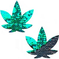Ariel - Green to Black Flip Sequin Gold Dope Af Weed Leaf Pasties