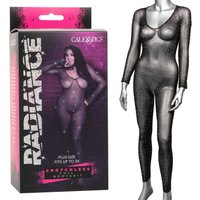 Radiance Crotchless Full Body Suit - Queen - Black