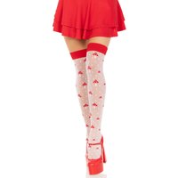 Polka Dot Mushroom Thigh High - One Size - White/red