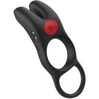 Red Dot Vibrating Cock Ring V1 With Remote - Black/red