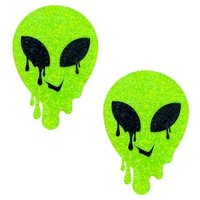 Super Sparkle Lemon Lime Blacklight Glitter Melty Alien Nipple Cover Pasties