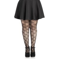 Plus Bow Net Tights - 1x 2x - Black