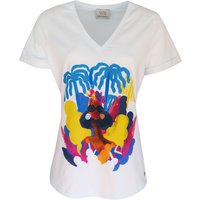 Verysimple • wit t-shirt met blauwe palmen • 36 (IT42)