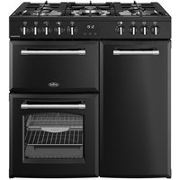 Belling Farmhouse 90DF 90cm wide Dual Fuel Range Cooker with Gas Hob - Black - A/A Rated