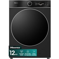 Hisense KitchenFit 7i Series WF7I1248BBR 12kg WiFi Connected Washing Machine with 1400 rpm - Black - A Rated
