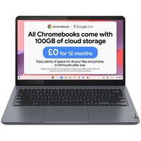 LENOVO IdeaPad Slim 3 14" Chromebook & Sleeve - Intel® Core™ i3, 128 GB eMMC, Storm Grey