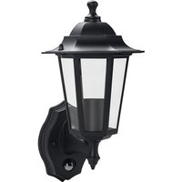 LUCECO LEXDCL6PB-02 Outdoor LED Wall Lantern with PIR Motion Sensor - Black