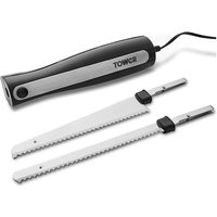 TOWER Electric Knife with Fork - Black & Silver
