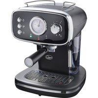 Quest 36569 1.2L Retro Coffee Machine With Milk Frother - Grey, Grey