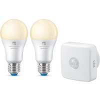 4LITE WiZ Connected Twin Smart LED Bulbs with PIR Sensor - E27, A60, Warm White