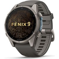 GARMIN fenix 9 Smart Watch - Titanium with Pebble Grey Silicone Band, 43 mm