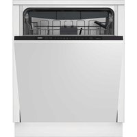 Beko BDIN16550 Fully Integrated Full Size Dishwasher - Black Control Panel with Fixed Door Hinge Kit - B Rated