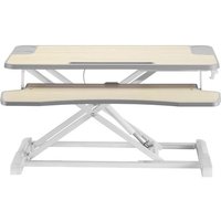 ProperAV Two Tier Stand Up Desk Converter Worktop with Gas Spring Lift & Variable Height Settings - White