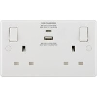 BG ELECTRICAL 822UAC30 Double Wall Socket with USB Type-C & USB - White