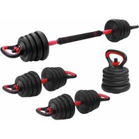 FITPADDY 3-in-1 Barbell Weight Set - Red & Black