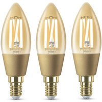 4LITE 4L1/8050 X3 Wiz Connected Smart LED Bulb - E14, Amber, Pack of 3