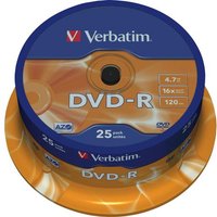 VERBATIM Azo 16x Speed DVD-R Blank DVDs - Pack of 25