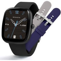 REFLEX ACTIVE Series 50 Smart Watch - Black, Grey & Blue Silicone Strap Set