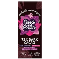 Seed & Bean Organic Extra Dark Choc 72% Trinitario Bar 75g