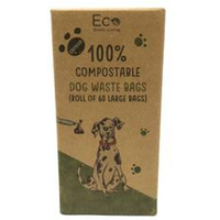 Eco Green Living Compostable Dog Waste Bags 1 Pack. 60 Large Bags
