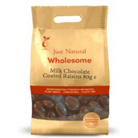 Just Natural Wholesome Milk Chocolate Coated Raisins 80g