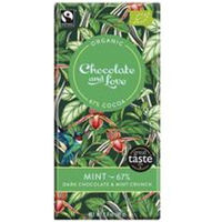 Chocolate and Love Organic/Fairtrade dark chocolate with peppermint crunch 67%