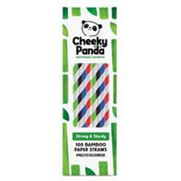 Cheeky Panda 100% Biodegradable Bamboo Paper Straws 100 Straws Multicoloured