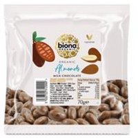 Biona Organic Milk Chocolate covered Almonds 70g