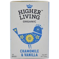 Higher Living Chamomile & Vanilla Organic Herbal Infusion - 15 Bags