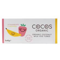 Cocos Organic Strawberry and Banana Coconut Milk Yog Tubes 5 x 40g