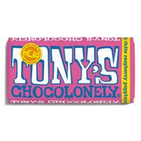Tonys Chocolonely White Chocolate Raspberry Popping Candy Chocolate Bar 180g