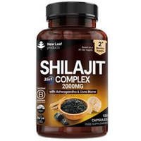 New Leaf Products Shilajit Ashwagandha & Lions Mane 2000mg 120 Capsules