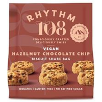 Rhythm 108 Swiss Vegan Hazelnut Chocolate Chip Share Bag 135g