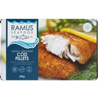 Ramus Seafood Ramus Frozen Breaded Crunchy Cod Fillets 240g