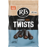 RJ Licorice Choc Twists Licorice 280g