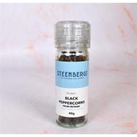 Steenbergs Organic Black Peppercorns in Grinder Jar