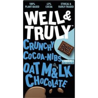 Well and Truly Oat M&lk Chocolate with Dark Chocolate Covered Cocoa Nibs 90g