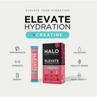 Halo Health and Beauty ELEVATE ELECTROLYTES +CREATINE Raspberry & Watermelon 7 Sachets