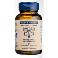 Wiley's Finest UK Vitamin K2 + D3 + Omega-3. 60 Gelcaps