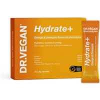 Dr Vegan Hydrate+ Orange & Pineapple Electrolytes. 15 sachets