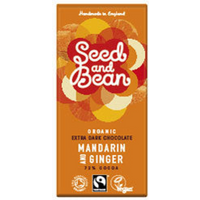 Seed & Bean Organic Extra Dark Mandarin Ginger Chocolate Bar 75g